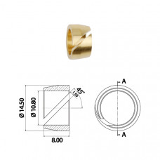 Кольцо d8 mm FARO латунное разрезное для фитинга термопластиковой трубки